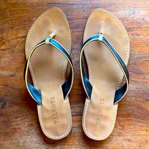 Talbots Thong Sandals Black/Gold Ladies Size 8
